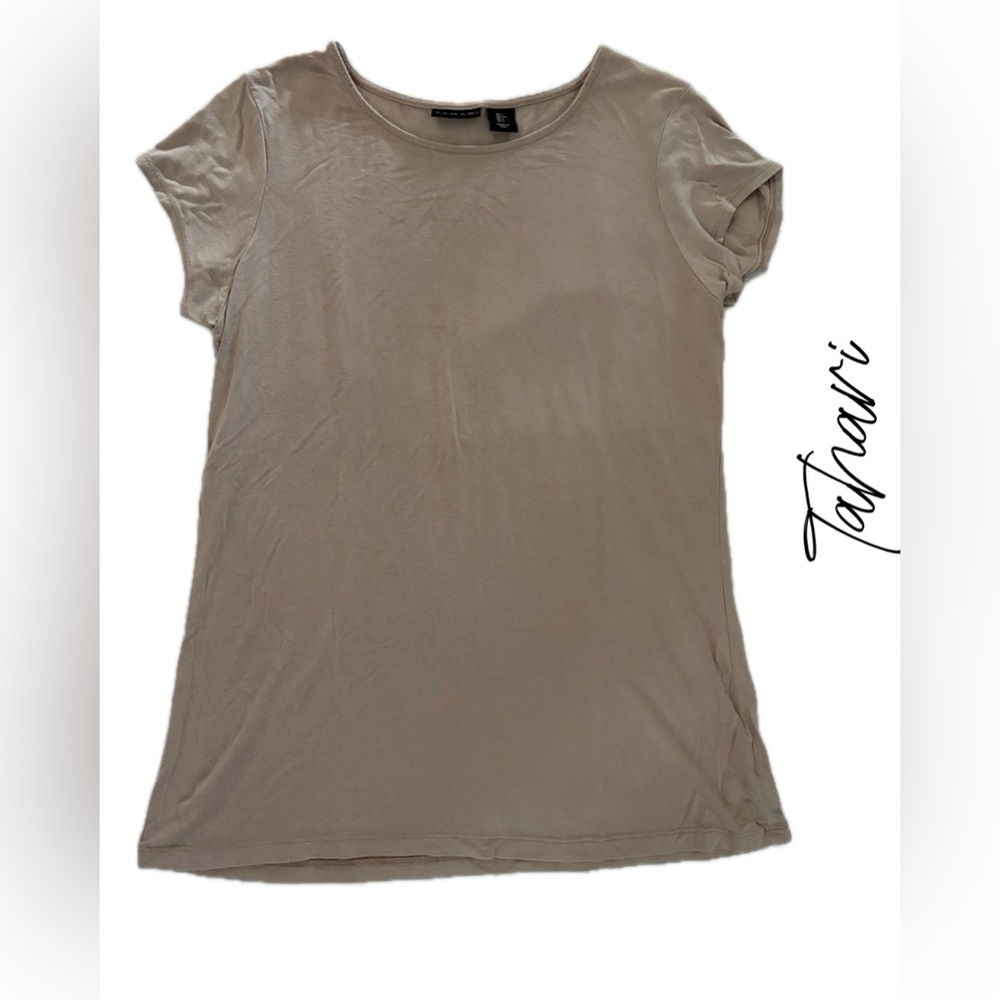 Tahari Women's Short Sleeve Beige Tee